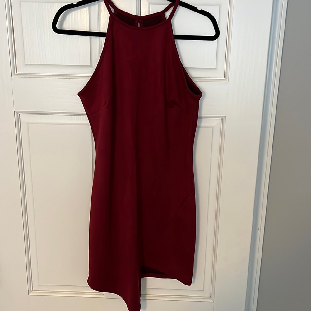 Maroon suede high neck dress size large